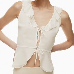 Never Worn - Aritzia Chiffon Tonka Blouse White